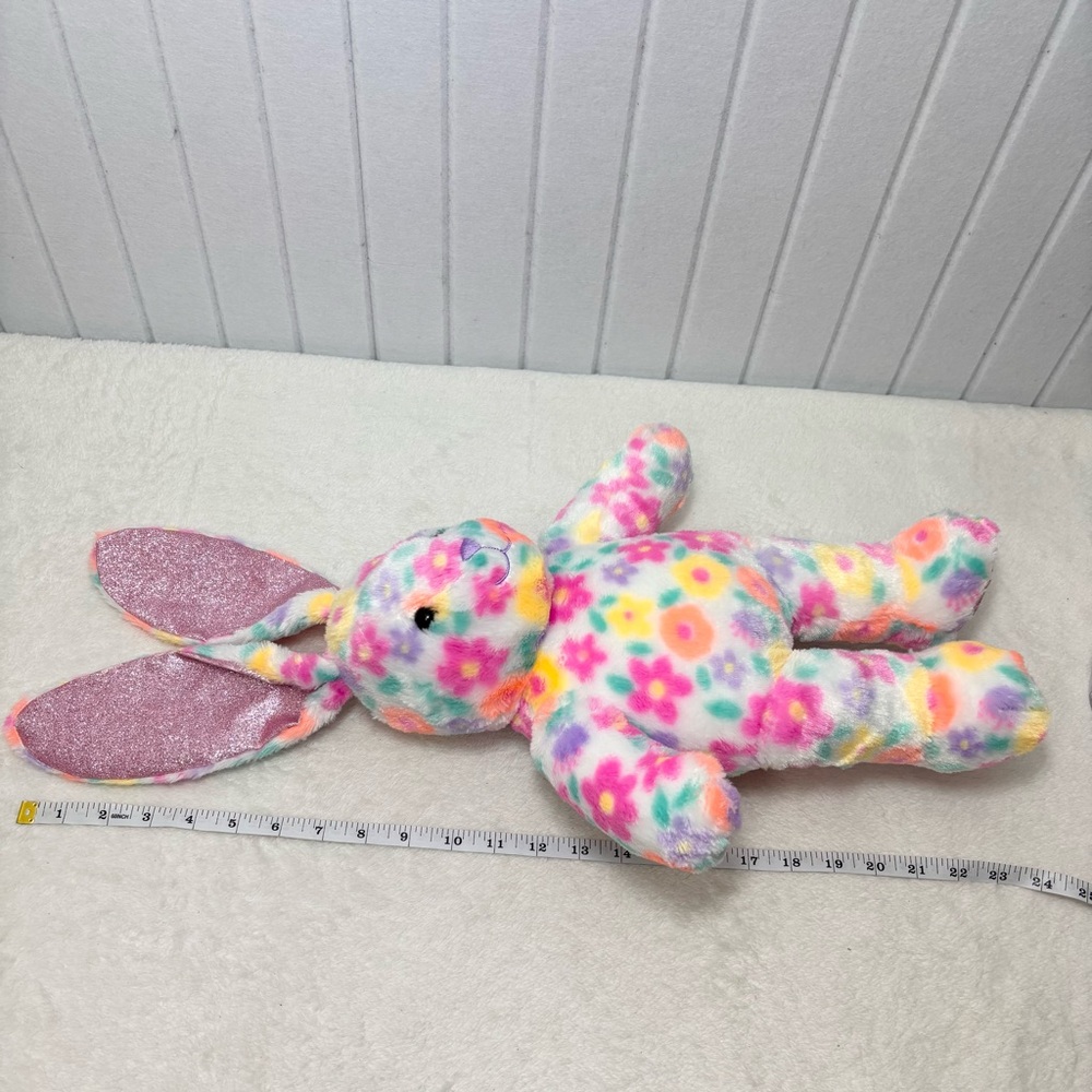 Build-A-Bear Bunny Rabbit Pawlette Glitter Colorful Flower Stuffed Animal 16" - Picture 8 of 8